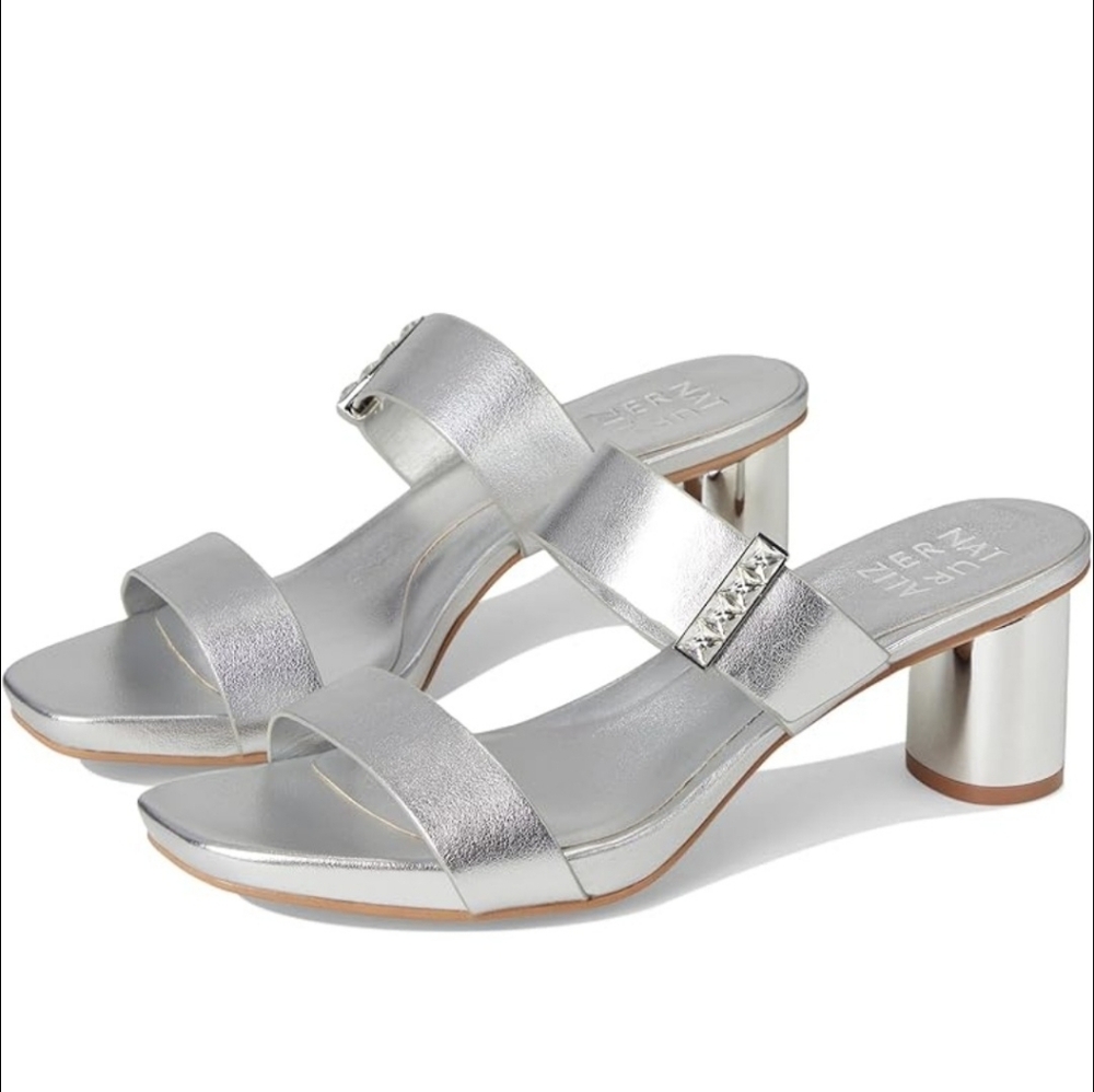 Naturalizer Ida2 Women's Wedge ShoesSilver Faux Leather Size 8.5